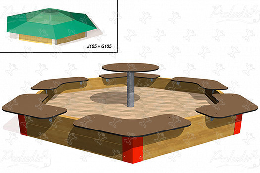 Hatszögletű homokozó J105 játszóterek Érzékelést fejlesztő és oktató jellegű játszótéri eszközök homokjáték kép 3d