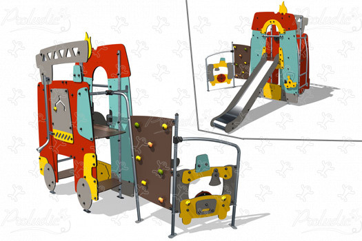 Tűzoltóautó J4040 játszóterek tematikus játszótéri eszközök city kép 3d