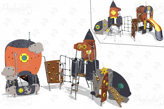 Rakéta és hőlégballon J4082 játszóterek tematikus játszótéri eszközök metropolis kép 3d