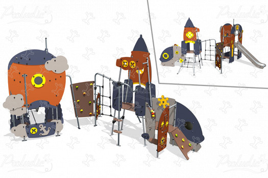 Rakéta és a hőlégballon J4092 játszóterek tematikus játszótéri eszközök metropolis kép 3d