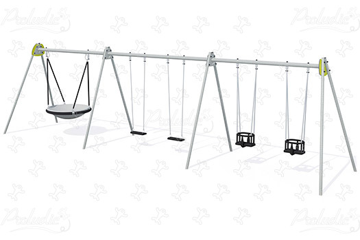 Fészekhinta, 2 vízszintes üléssel, 2 babaüléssel J446-G játszóterek hagyományos játszótéri eszközök hinták és hintaállványok kép 3d