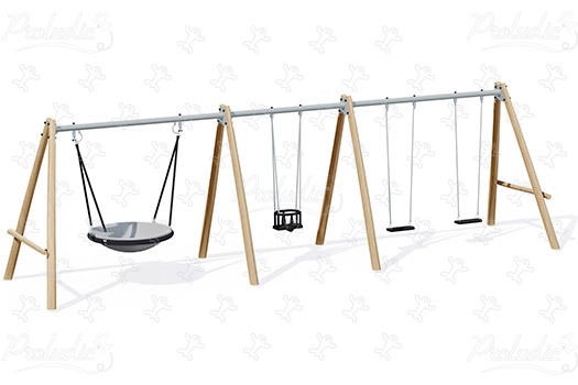 Hinta 2 vízszintes üléssel, 1 babaüléssel J447-G játszóterek fenntartható természetes fából készült játszótéri eszközök hagyományos eszközök kép 3d