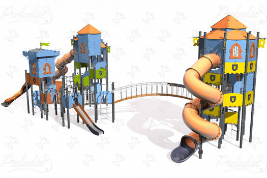 3 torony J4703-P játszóterek tematikus játszótéri eszközök középkori kép 3d