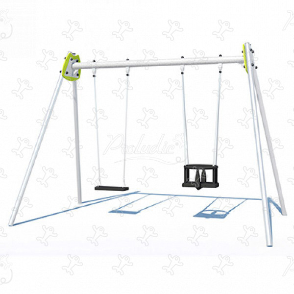 1 lapos ülés, 1 bölcsőülés J473 játszóterek hagyományos játszótéri eszközök hinták és hintaállványok kép 3d