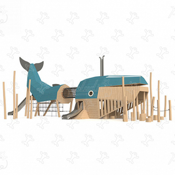 Kék bálna J49117® játszóterek fenntartható természetes fából készült játszótéri eszközök Állatok kép 3d