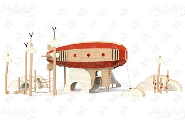 A léghajó a felhőkben J49136 játszóterek fenntartható természetes fából készült játszótéri eszközök közlekedés kép 3d