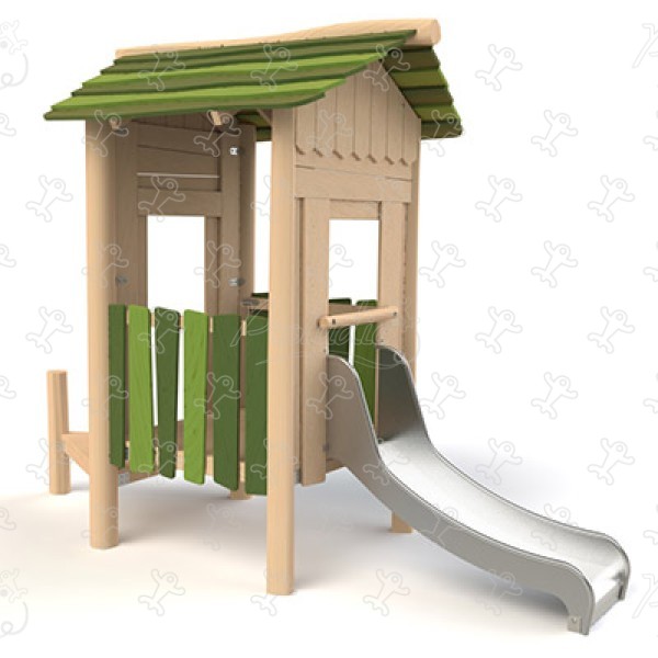 Inkluzív házikó J49145® játszóterek fenntartható természetes fából készült játszótéri eszközök hagyományos eszközök kép 3d
