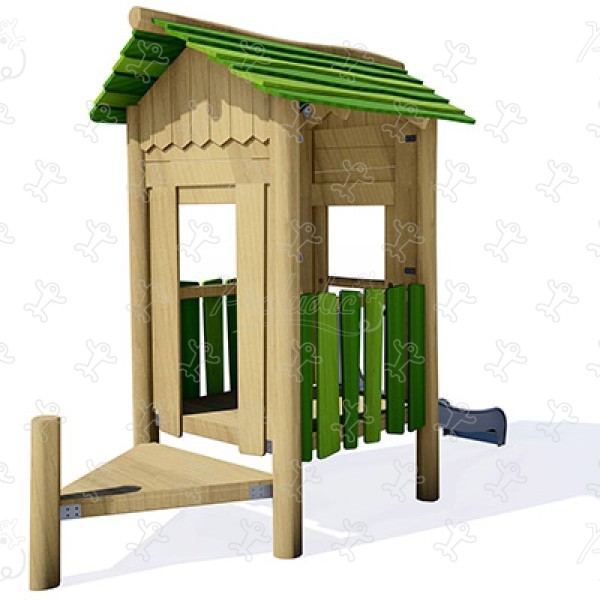 Inkluzív házikó J49145® játszóterek fenntartható természetes fából készült játszótéri eszközök hagyományos eszközök kép 3d