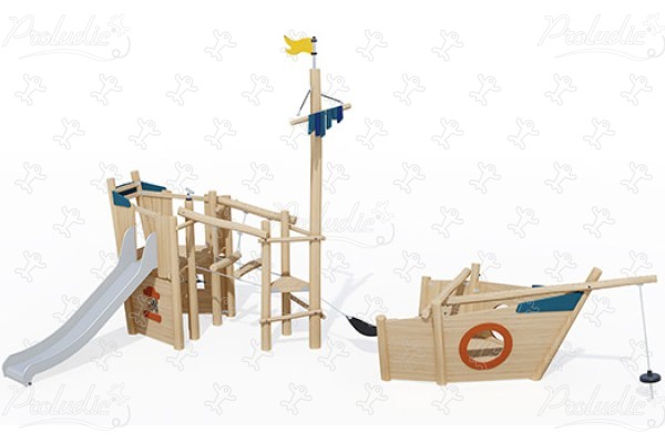 Fregatt J49302® játszóterek fenntartható természetes fából készült játszótéri eszközök hajók és tengeri helyszínek kép 3d