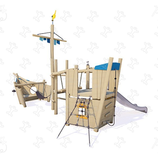 Fregatt J49302® játszóterek fenntartható természetes fából készült játszótéri eszközök hajók és tengeri helyszínek kép 3d