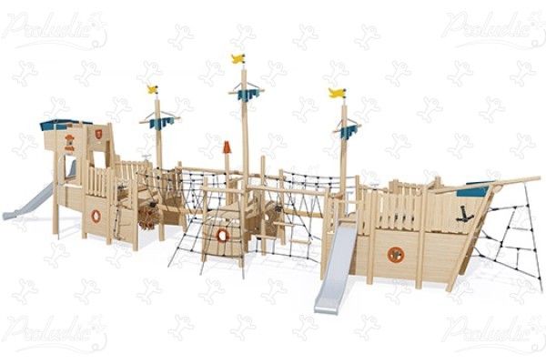 Nagy hajó J49312® játszóterek fenntartható természetes fából készült játszótéri eszközök hajók és tengeri helyszínek kép 3d