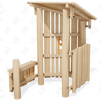 Erdei kabin J4941 játszóterek fenntartható természetes fából készült játszótéri eszközök hagyományos eszközök kép 3d