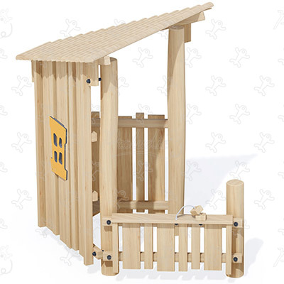 Erdei kabin J4941 játszóterek fenntartható természetes fából készült játszótéri eszközök hagyományos eszközök kép 3d