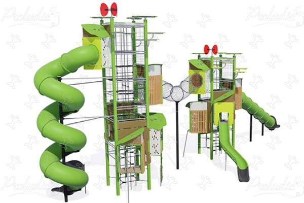 Dupla torony J56103 játszóterek többfunkciós játékok / több tevékenységet kínáló eszközök kanopé kép 3d