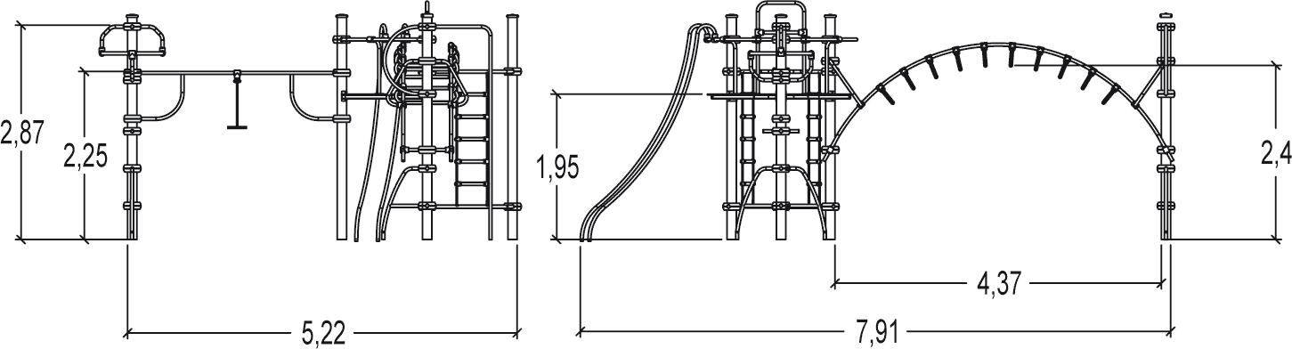 J2558-M játszóterek többfunkciós játékok / több tevékenységet kínáló eszközök ixo kép oldalnézet