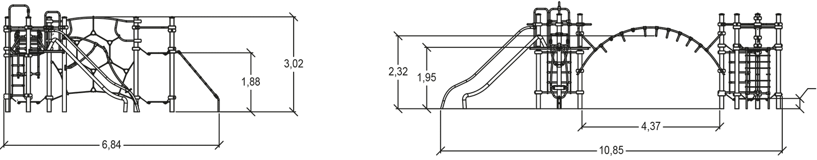 J2574-M játszóterek többfunkciós játékok / több tevékenységet kínáló eszközök ixo kép oldalnézet