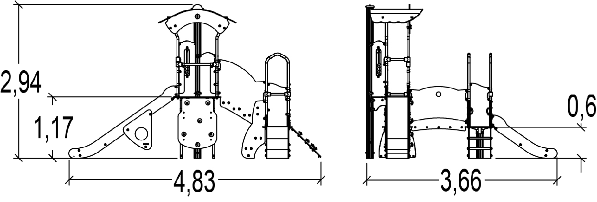 J3855-C játszóterek többfunkciós játékok / több tevékenységet kínáló eszközök diabolo kép oldalnézet