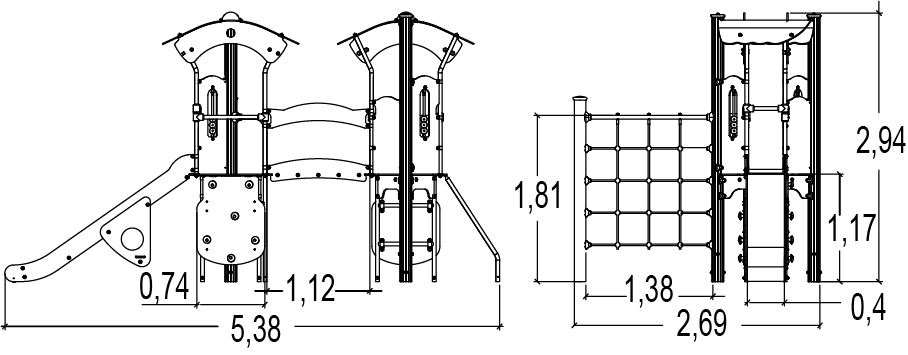 J3870 játszóterek többfunkciós játékok / több tevékenységet kínáló eszközök diabolo kép oldalnézet