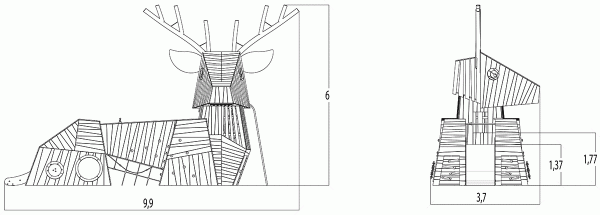 Szarvas király J49134® játszóterek fenntartható természetes fából készült játszótéri eszközök Állatok kép oldalnézet