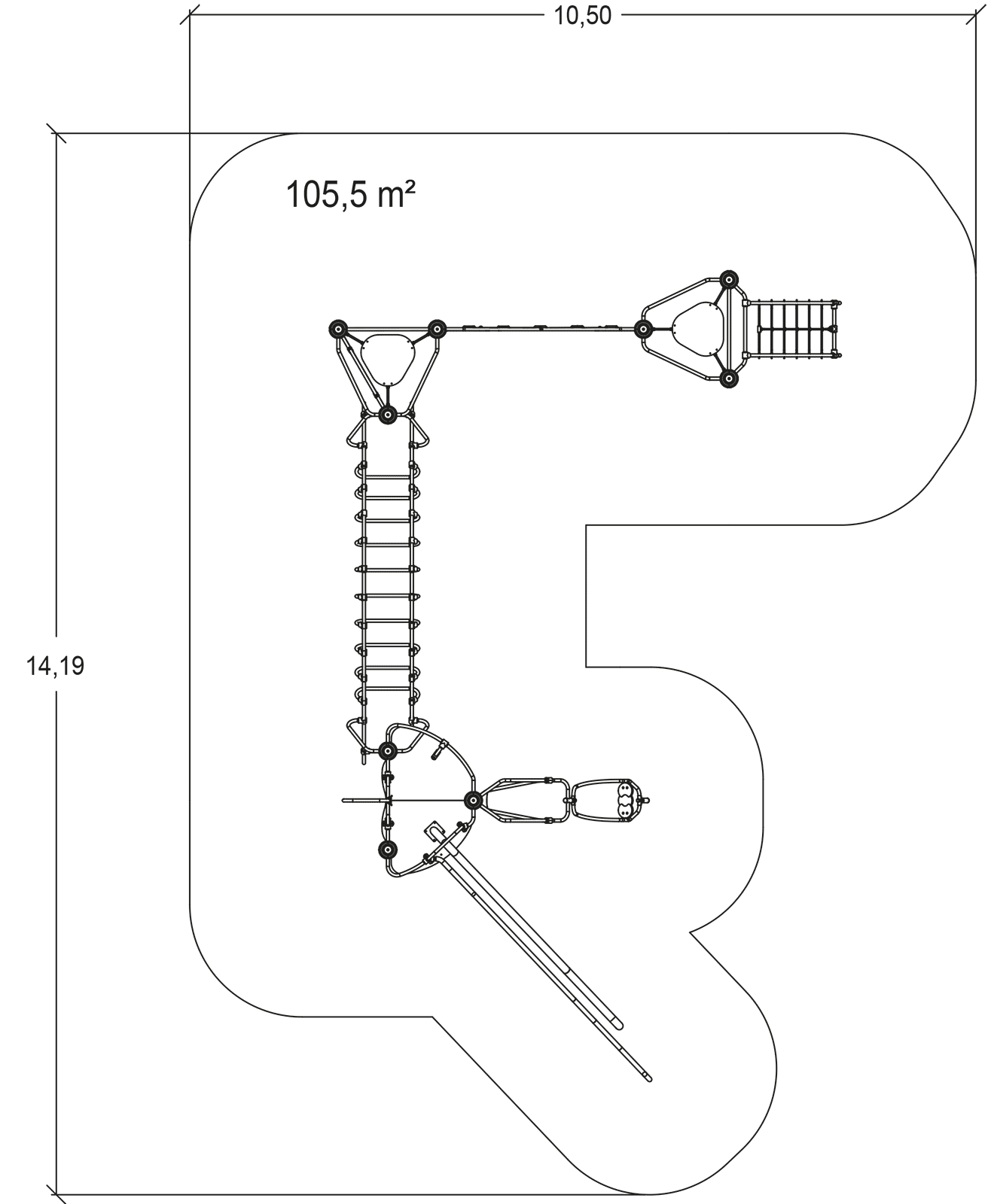 J2574-M játszóterek többfunkciós játékok / több tevékenységet kínáló eszközök ixo kép felülnézet
