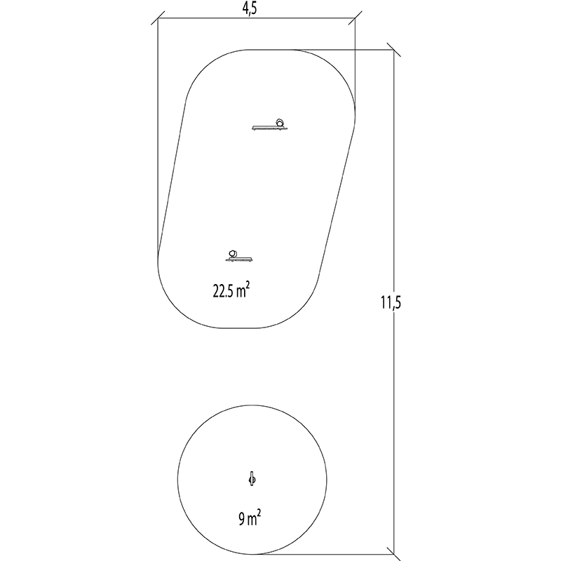 Róka J4958® játszóterek egyensúlyozó és mászó játszótéri eszközök egyensúlyozó pályák kép felülnézet