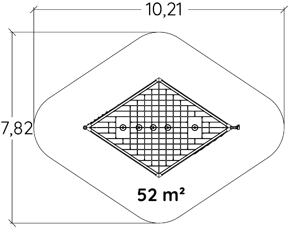 J57006 játszóterek egyensúlyozó és mászó játszótéri eszközök hegymászó felszerelés kép felülnézet