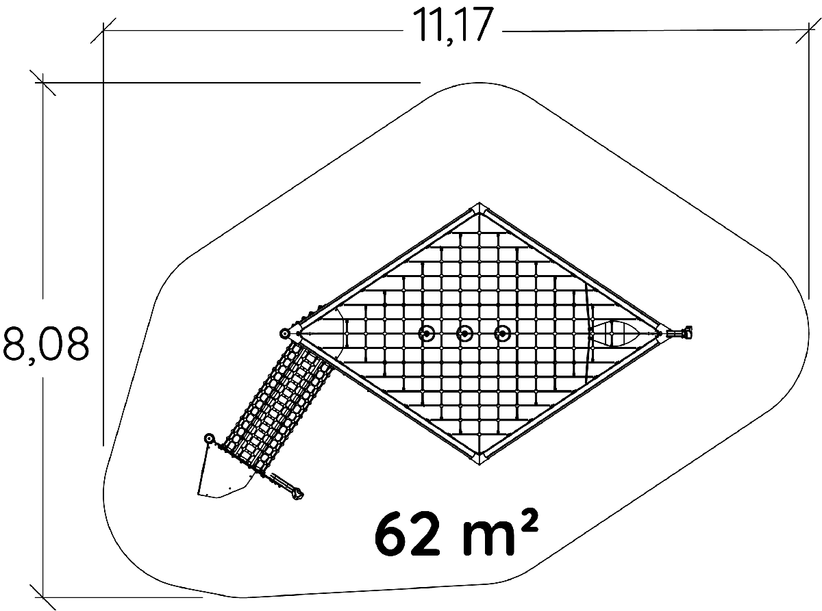 J57007 játszóterek egyensúlyozó és mászó játszótéri eszközök hegymászó felszerelés kép felülnézet