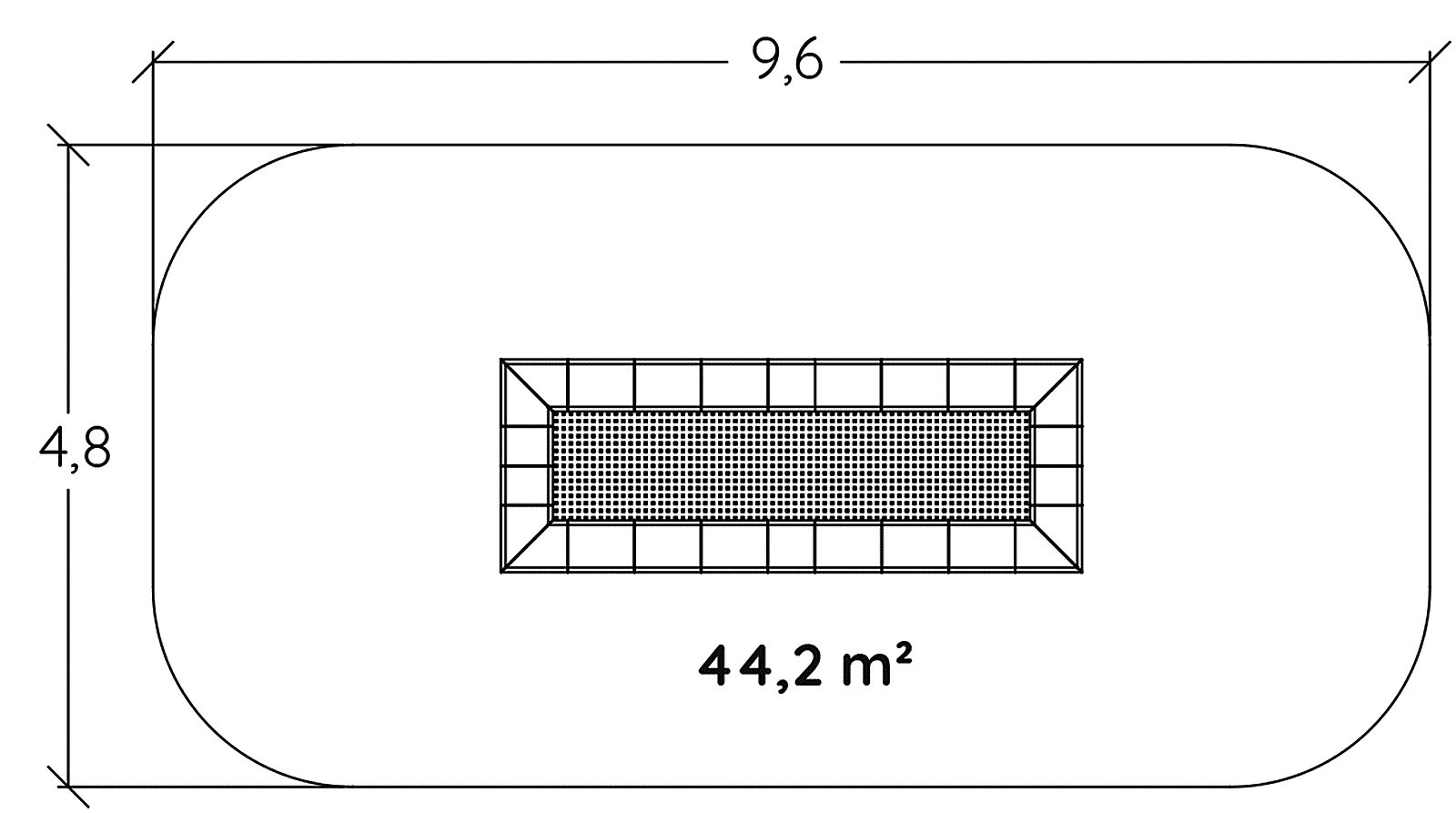 Téglalap trambulin R34-ETP-004 játszóterek acti’fun acti’fun trambulinok kép felülnézet